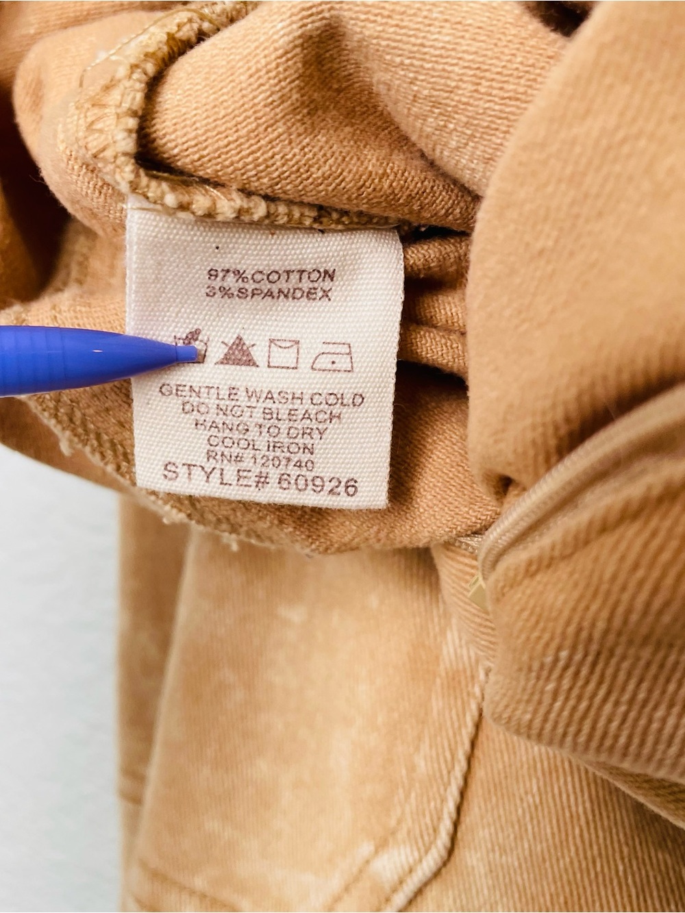 Mystree Tan Acid Wash Stretchy Cropped Wide Leg Pants | Medium - Picture 3 of 6